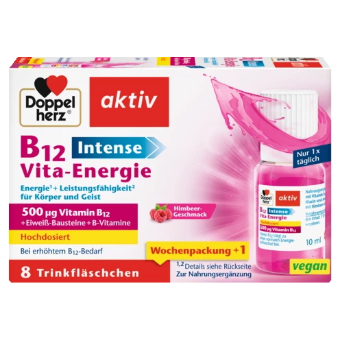 Abbildung der Produktverpackung Doppelherz aktiv B12 Vita-Energie Intense Frontansicht